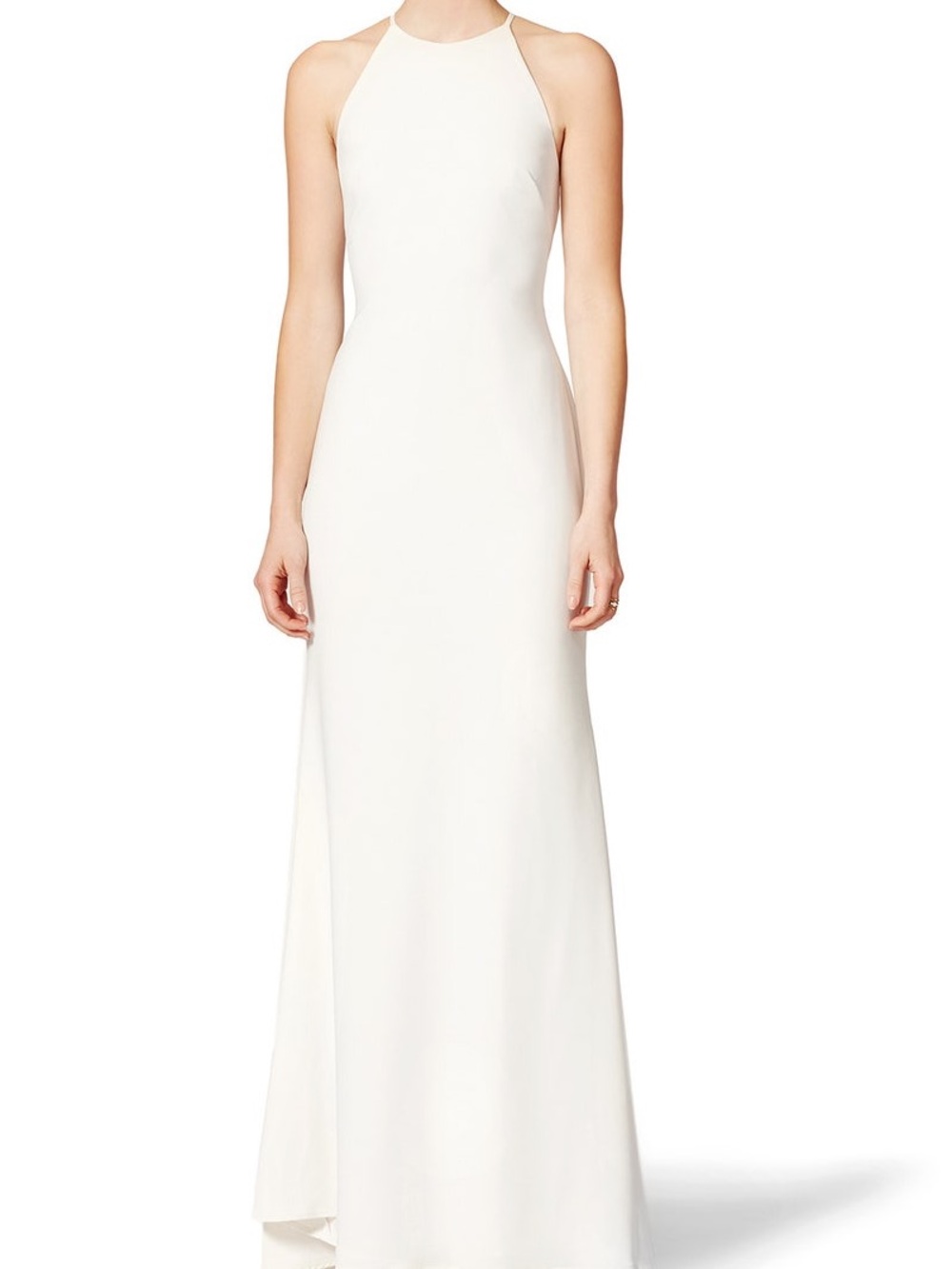 Badgley Mischka Ivory Halter Neck Maxi Dress
